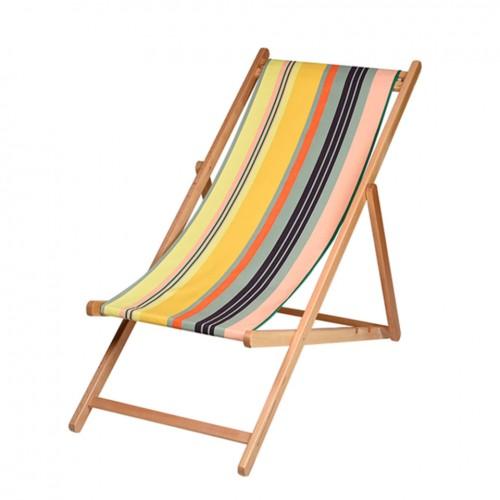 LOT DE 2 CHILIENNES XL PLIANTES - 100 % COTON - BOIS HÊTRE - MULTICOLORE - GOURBY AVRIL PARIS
