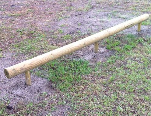 Module sportif poutre sauts alternés - virages - en bois rondins Ø 120 mm - hauteur hors sol 500 mm - 26520-01_0