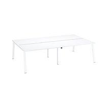 Pôle de 4 bureaux droits blanc L 140 x P 80 cm piétement métal blanc - Arch_0