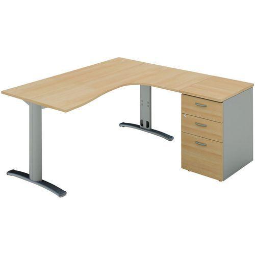PACK BUREAU ASYMÉTRIQUE RETOUR À DROITE + CAISSON HB DALIA