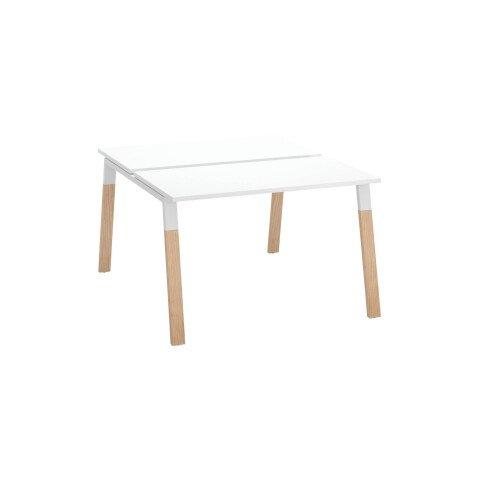 PÔLE 2 BUREAUX ECLA BLANC L 120 X P 60 CM PIEDS MÉTAL BLANC FINITION BOIS