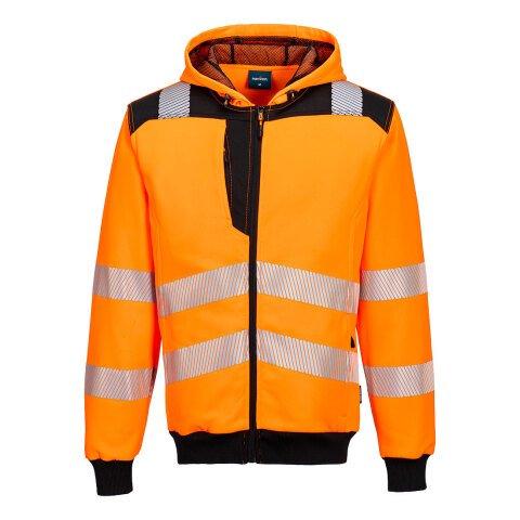 PORTWEST PW327 PW3 - SWEAT À CAPUCHE ZIPPÉ HAUTE-VISIBILITÉ ORANGE/NOIR - TAILLE XXXL