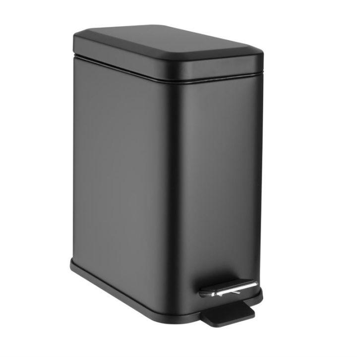Poubelle de salle de bain noire 5 Litres en acier, SLIM_0