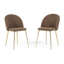 RATTATAN Lot de 2 chaises d’intérieur en velours côtelé avec pieds en métal, rembourrées pour cuisine, salle à manger, bar ou restaurant – S_0