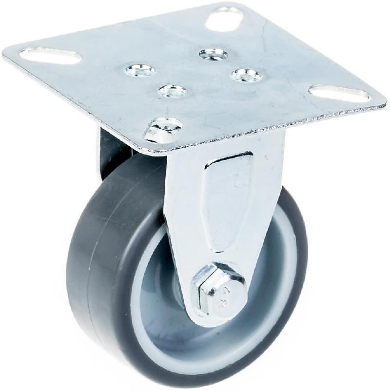Roulette fixe de 50 mm en caoutchouc TPR gris sur roue centrale en polypropylène_0