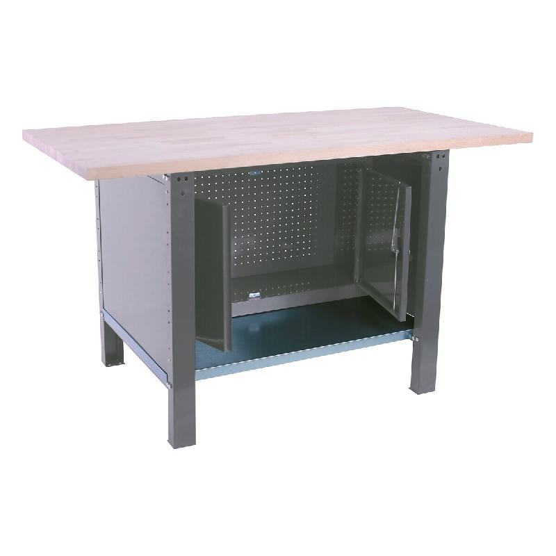 SimonRack Établi industriel avec armoire, 1200x750 mm, plateau en bois lamellé 32 mm, charge 1000 kg, Gris - BT-6 PRO - gris métal 8425437125164_0