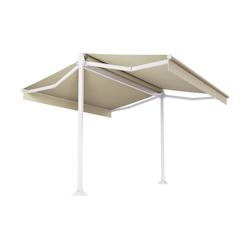 Store double pente Mabay 2,96x2x1,50 M Intersun Motorisé à télécommande (Blanc satiné RAL9010 - Ecru 300g/m²) - beige aluminium 3662618010238_0