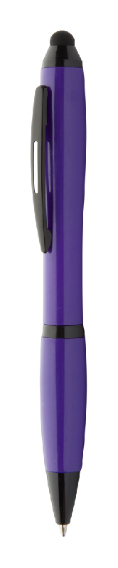 Stylo à bille stylet - plastique violet avec attributs noirs - encre bleue_0