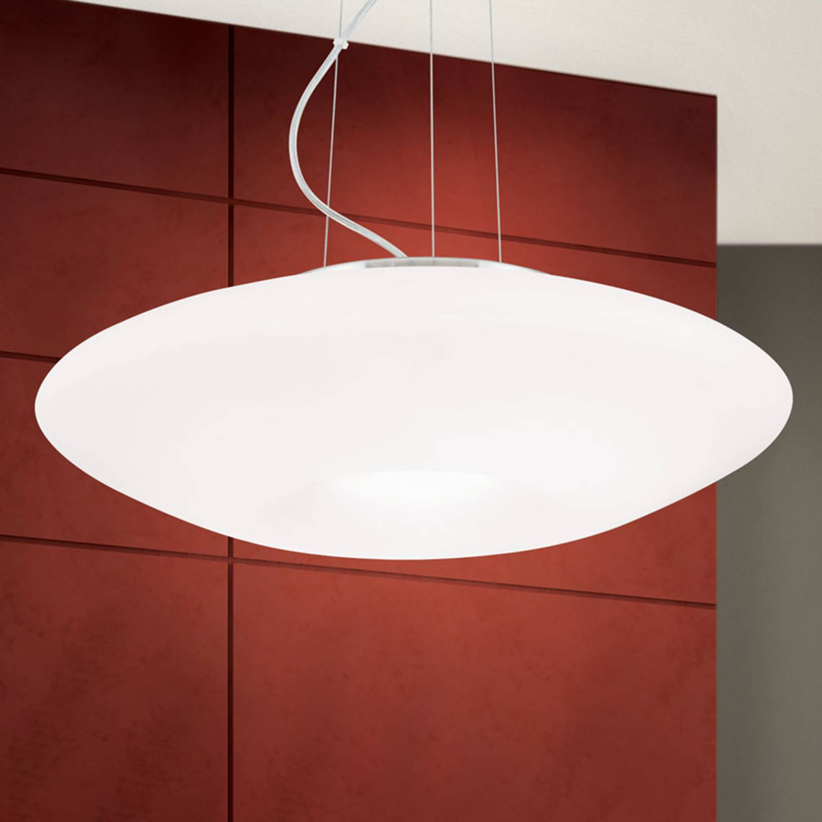 ORION SUSPENSION BLANC, VERRE OPALE, NICKEL MAT