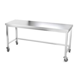 Table de travail en inox 2000 x 800 mm avec renfort sur roulettes PREMIUM / GOLDINOX - inox 3701770802098_0