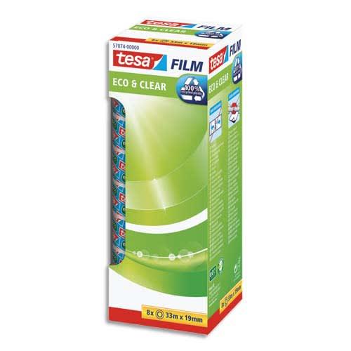 Tesa - Tour de 8 rubans adhésifs Eco & Clear transparents - plastique recyclé - format L33 x l19 mm_0