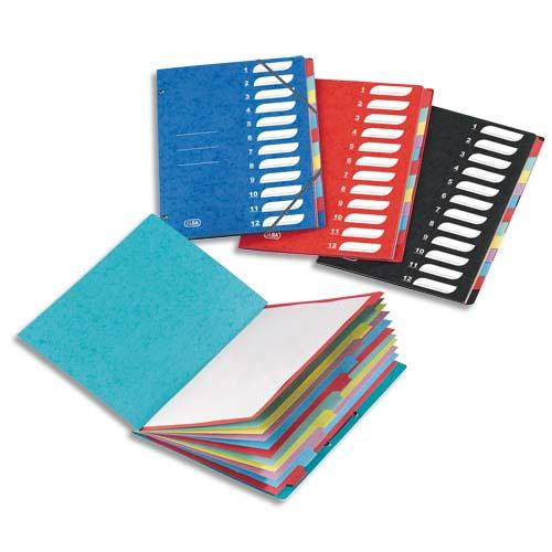 TRIEUR STANDARD OXFORD BOSTON A4 12 POSITIONS COUVERTURE CARTE COLORIS ASSORTIS - LOT DE 12