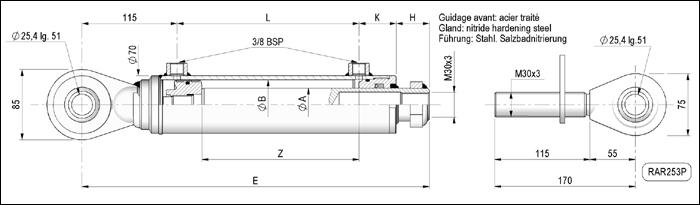 Vérins hydrauliques 3éme point double effet 746 - 747_0