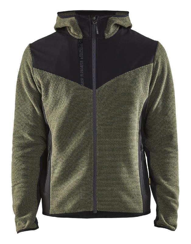 Veste tricotée avec softshell vert foncé/noir txl - blåkläder - 594025364199xl - 791148_0
