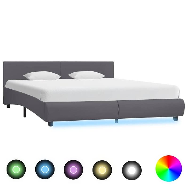 VidaXL Cadre de lit avec LED sans matelas Gris Similicuir 180x200 cm Modèle Corvonia - 285497_0
