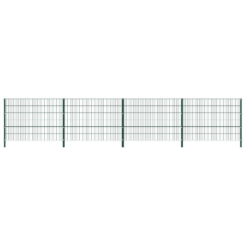 Vidaxl panneau de clôture avec poteaux fer 6,8 x 1,2 m vert 278664_0