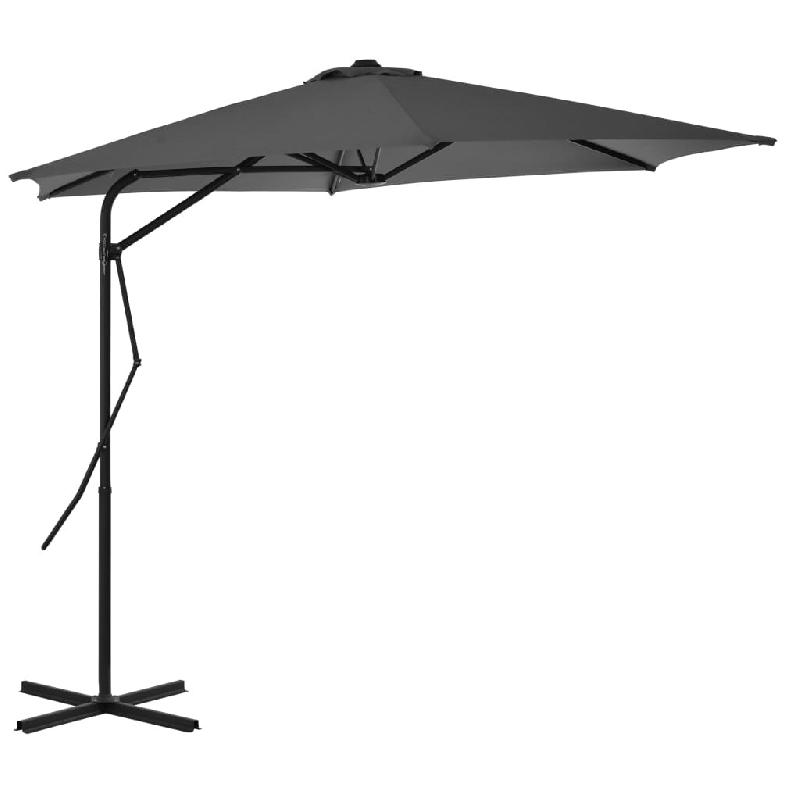 VidaXL Parasol d'extérieur avec poteau en acier 300 cm Anthracite Modèle Boréal Riviera - 44887_0