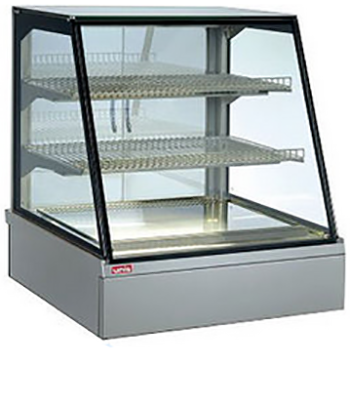 Vitrine de comptoir chauffante GN 2/1 ou GN 3/1 - Acier inox, 2 étagères, fabrication européenne_0