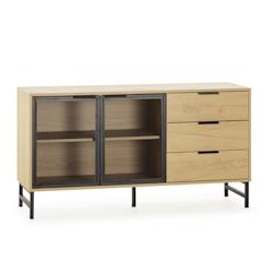 VS Venta-stock Buffet ISIS 2 portes en métal noir et 3 tiroirs, 130 cm - marron Bois manufacturé I23009_0