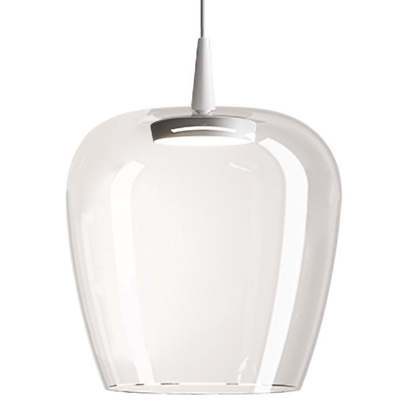 Zafferano Suspension Bilia 230V LED 8W en verre borosilicate soufflé à la bouche, diffuseur diamètre 27cm, design en cloche, couleur Blanc - multic_0