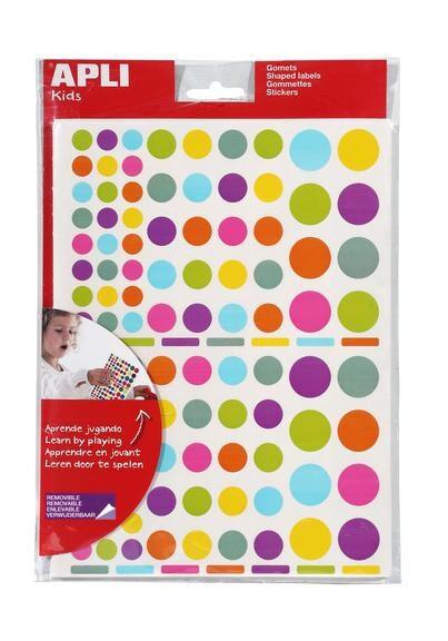 Apli Lot de 5 Etui de 2080 gommettes Ronds, coloris pep's assortis (8) - 3270241025323_0