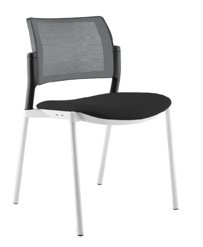 Chaise de réunion 4 pieds AMETS dossier résille de couleur - Sokoa - Noir, Gris clair_1