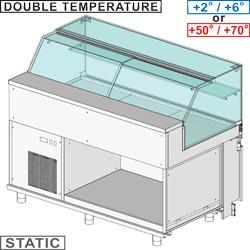 Comptoir vitrine réfrigéré & chauffante en & gn, vitre basse, statique, sans réserve dim. 1500x890xh1180 - CFB15X_0
