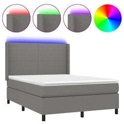 Décoshop26 - Lit LED avec sommier, tête de lit réglable, matelas 140x190 cm et tissu gris foncé - TDL0208381_0