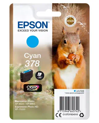 Epson Squirrel Singlepack Cyan 378 Claria Photo HD Ink_0