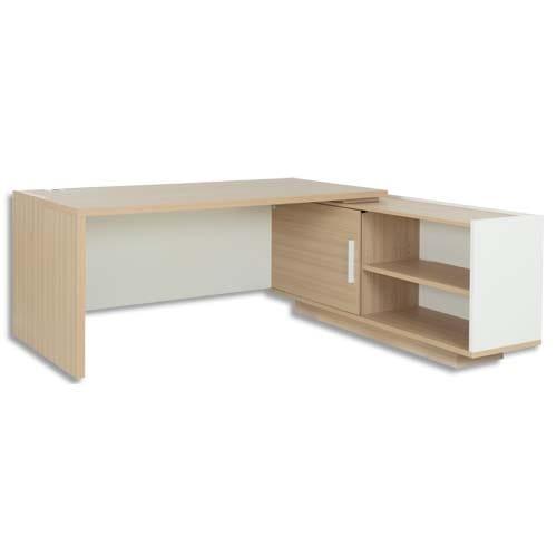 Gautier office bureau retour droit brabant chêne blanc - dimensions : l200/218 x h75 x p90/180 cm_0