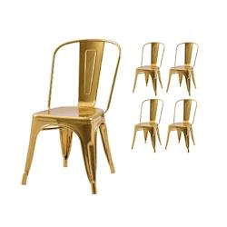 Kosmi Lot de 4 chaises style industriel en métal couleur or - Finition brillant - doré métal 3760301697633_0