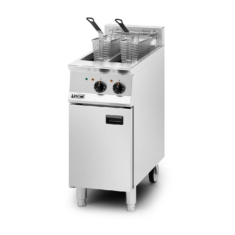 Friteuse électrique sur coffre - 2 bacs - 2 x 9.5l - 400x800x1020 mm - OE8105_0