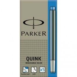 PARKER CARTOUCHE POUR STYLO À PLUME ENCRE BLEU EFFAÇABLE QUINK EN ÉTUI DE 5