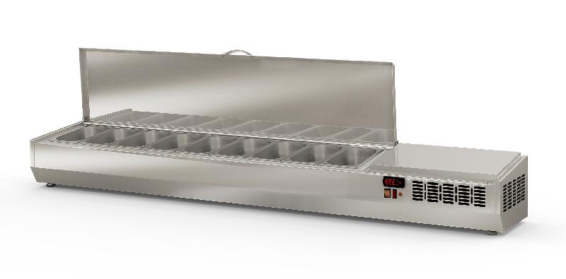 Saladette à ingrédients professionnelle inox 9 bacs gn 1/4 avec couvercle inox - EI200-T-1/4_0