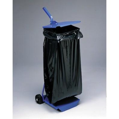 Support sac poubelle tôlé avec couvercle et roulettes - Pour sac 110 litres - Résistant et solide_0