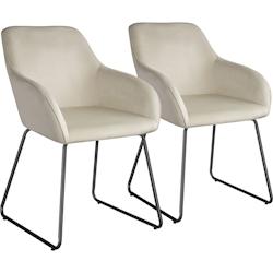 TecTake GmbH tectake Lot 2 chaises de salle à manger aspect velours rembourré crème noir - 405936 - beige polyester 405936_0
