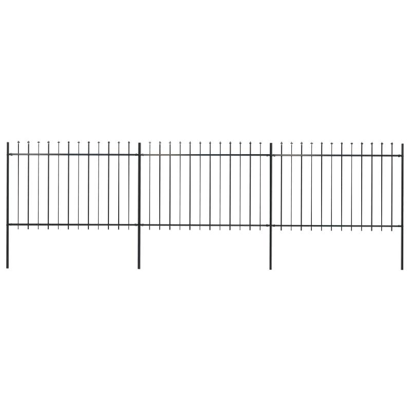 Vidaxl clôture de jardin avec dessus en lance acier 5,1 x 1,2 m noir 277622_0