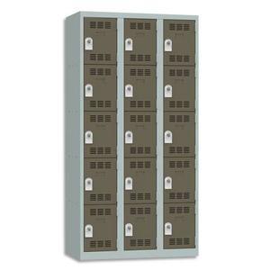 Pierre henry vestiaire 5 cases + 3 colonnes - dimensions : l90 x h180 x p50 cm gris perle basalte_0