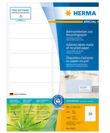 Étiquettes d'adresse en papier recyclable A4 - 99,1 x 33,8 mm - 10825 - Blanc naturel - 1600 étiquettes_0