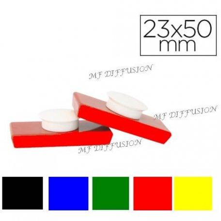 Aimants puissants rectangulaires - 23x50 mm - Coque plastique bicolore - Maintien jusqu'à 20 feuilles_0