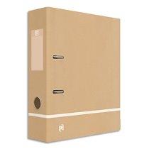 CLASSEUR À LEVIER TOUAREG DOS 8CM. KRAFT RECYCLÉ. COLORIS BEIGE LISERET ASSORTIS - LOT DE 10