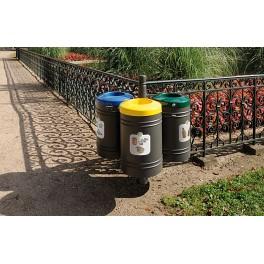 Corbeille de propreté Guyenne - Tri sélectif avec couvercle extincteur et seau électrozingué_0