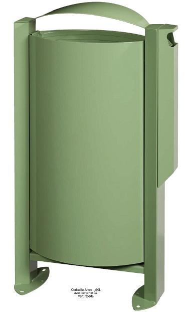 CORBEILLE EN ACIER SUR PIED AVEC OU SANS CENDRIER 60L/3L_0