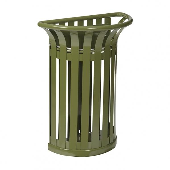 Corbeille TULIPE murale 35L - Vert olive - Design rétro pour espaces verts et urbains_0