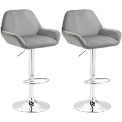 Décoshop26 - Lot de 2 tabourets de bar repose-pieds en forme d'arc en métal chromé assise en velours gris 10_0004033 - gris 3000251902952_0