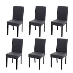 Décoshop26 - Lot de 6 chaises de salle à manger design moderne en PVC gris mat pieds en bois foncés 04_0007659 - gris 3000262229314_0