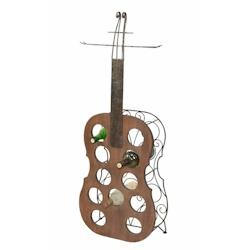 Décoshop26 - Porte-bouteilles sur pied casier à vin forme de guitare en MDF marron et métal couleur rouille ETA05039 - marron 3000514969609_0