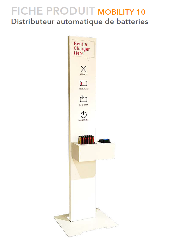 Distributeur automatique de batteries, en colonne ou à poser sur comptoir - 10 batteries externes de 5500 mah - Mobility 10_0