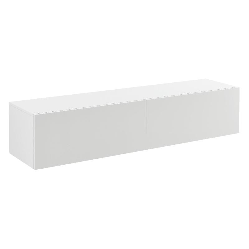 Étagère murale design - Meuble support TV stylé avec 2 tiroirs - 140 cm - Blanc mat_0