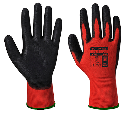 Gants anti-coupures rouges et noirs A641 - revêtement PU lisse - taille M_0